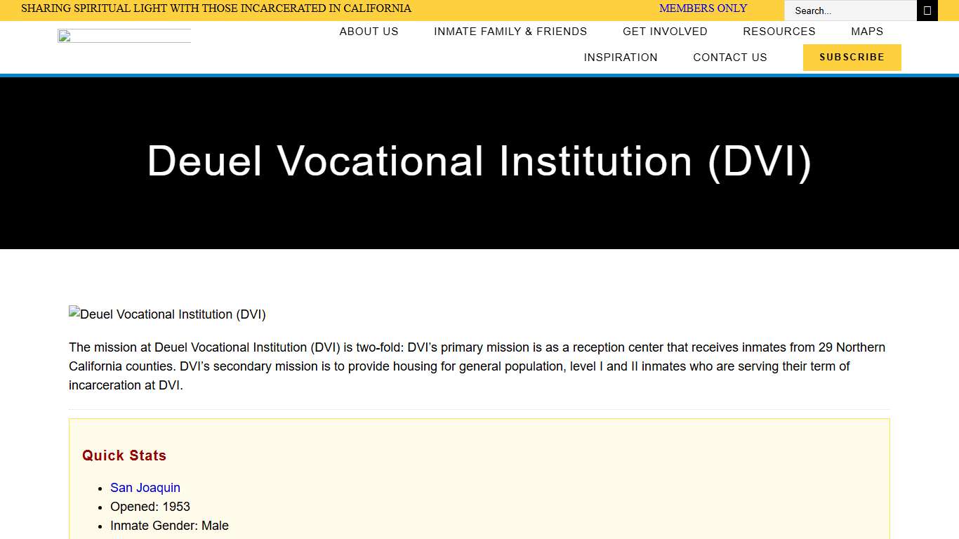 Deuel Vocational Institution (DVI) – Light in Prison
